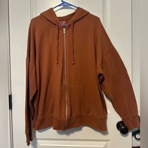 Time and Tru Burnt Orange Fleece Zip Up Jacket Women’s XXXL